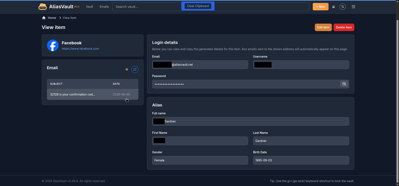 AliasVault erstellt neben Login-Daten auch eine Alias-Identität